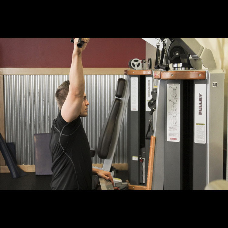 техника выполнения упражнения: Тяга одной рукой на верхнем блоке (One Arm Lat Pulldown) на фото техника выполнения упражнения: Тяга одной рукой на верхнем блоке (One Arm Lat Pulldown) на фото