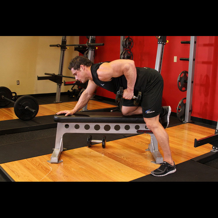 техника выполнения упражнения: Тяга гантели в наклоне (One-Arm Dumbbell Row) на фото техника выполнения упражнения: Тяга гантели в наклоне (One-Arm Dumbbell Row) на фото