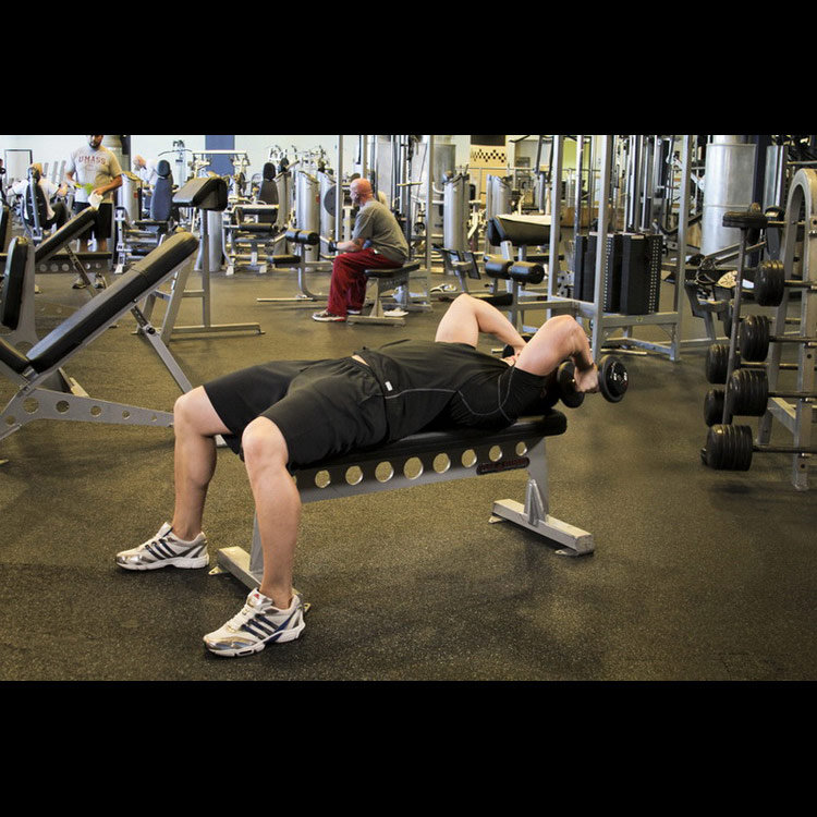 техника выполнения упражнения: Французский жим лёжа с гантелями (Dumbbell Tricep Extension -Pronated Grip) на фото техника выполнения упражнения: Французский жим лёжа с гантелями (Dumbbell Tricep Extension -Pronated Grip) на фото