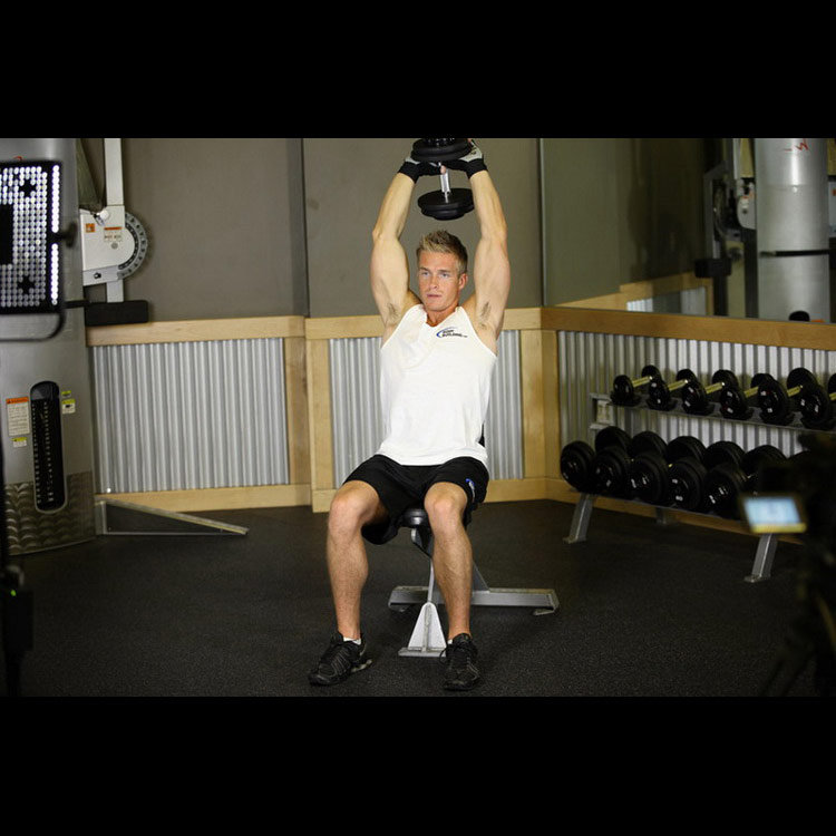 техника выполнения упражнения: Французский жим сидя (Seated Triceps Press) на фото техника выполнения упражнения: Французский жим сидя (Seated Triceps Press) на фото