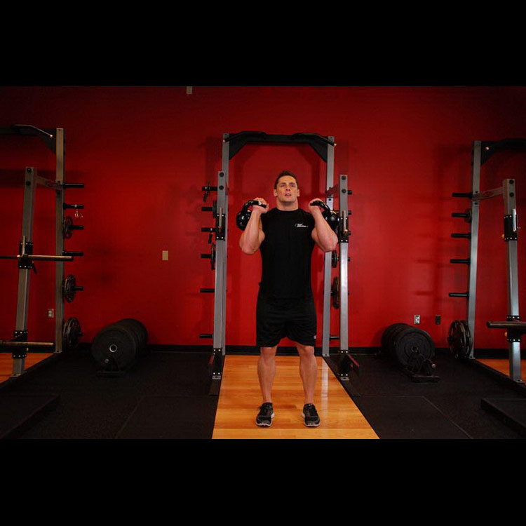 техника выполнения упражнения: Жим двух гирь над головой (Double Kettlebell Push Press) на фото техника выполнения упражнения: Жим двух гирь над головой (Double Kettlebell Push Press) на фото