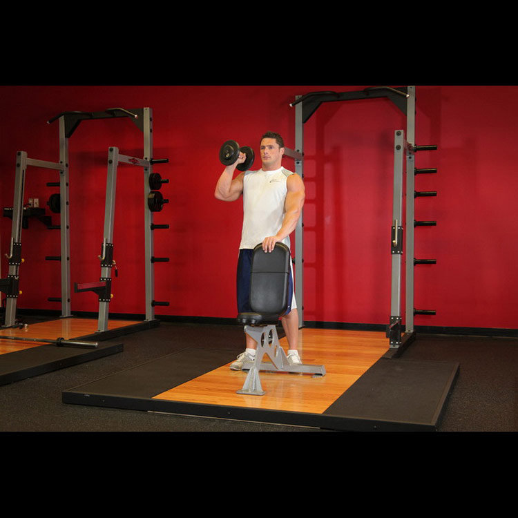 техника выполнения упражнения: Жим гантели стоя одной рукой (Standing Palm-In One-Arm Dumbbell Press) на фото техника выполнения упражнения: Жим гантели стоя одной рукой (Standing Palm-In One-Arm Dumbbell Press) на фото