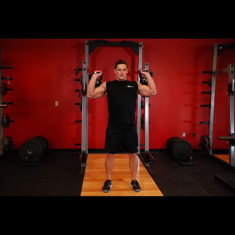 техника выполнения упражнения: Армейский жим гирь двумя руками (Two-Arm Kettlebell Military Press) на фото техника выполнения упражнения: Армейский жим гирь двумя руками (Two-Arm Kettlebell Military Press) на фото
